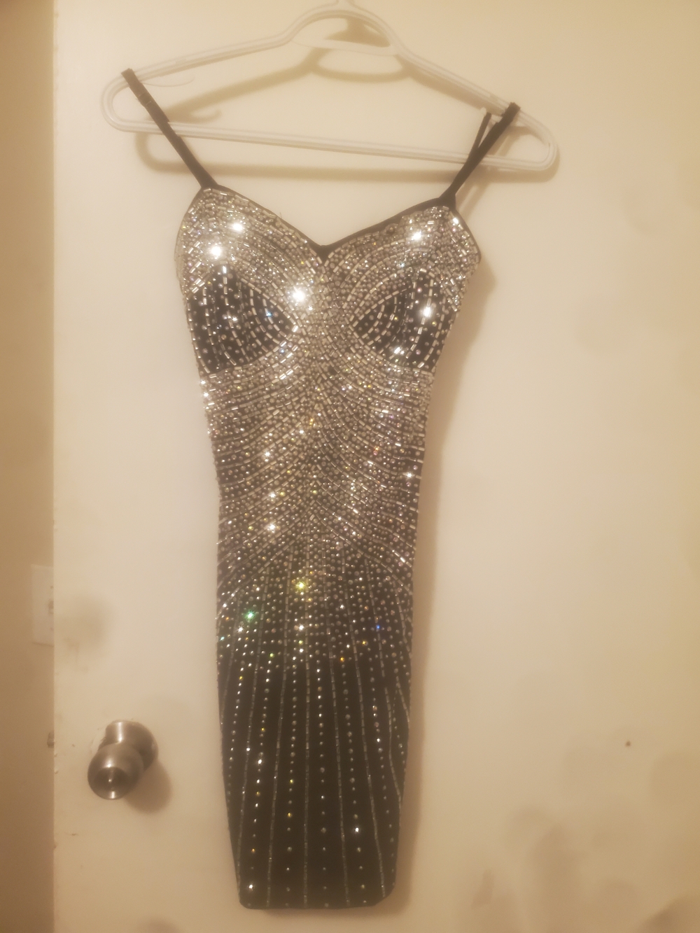 Black Embellished Sparkle Bodycon Dress